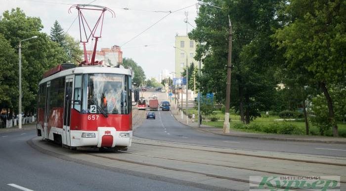 Трамваи возле Пролетарской площади марковщина Витебск