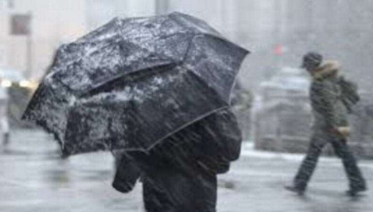 сильный ветер и снег