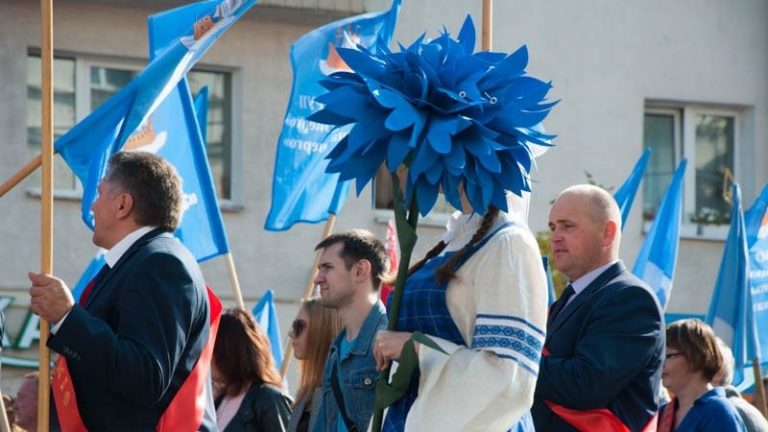 девушкаприкрывает лицо васильком