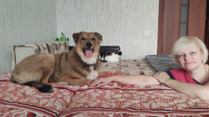 Собака с любимой хозяйкой