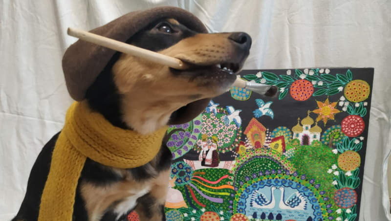 Щенок-художник