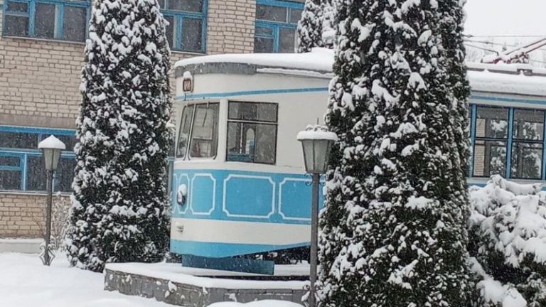 Трамвай в Витебске зимой