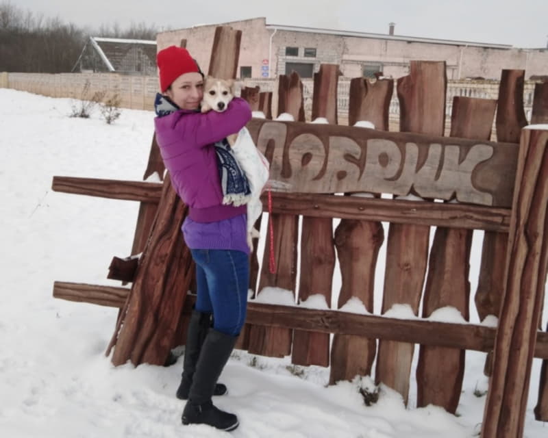 Щенка забирают из приюта