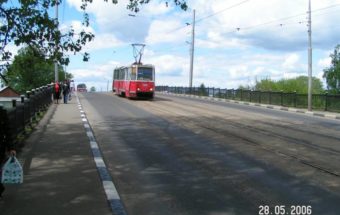 Трамвай на Полоцком путепроводе