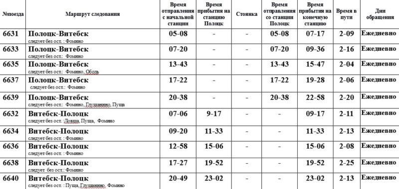 расписание